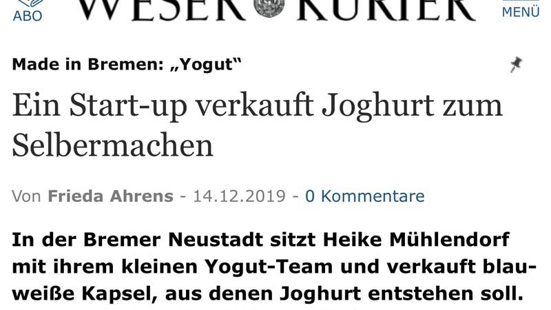 weser kurier artikel yogut starterkulturen